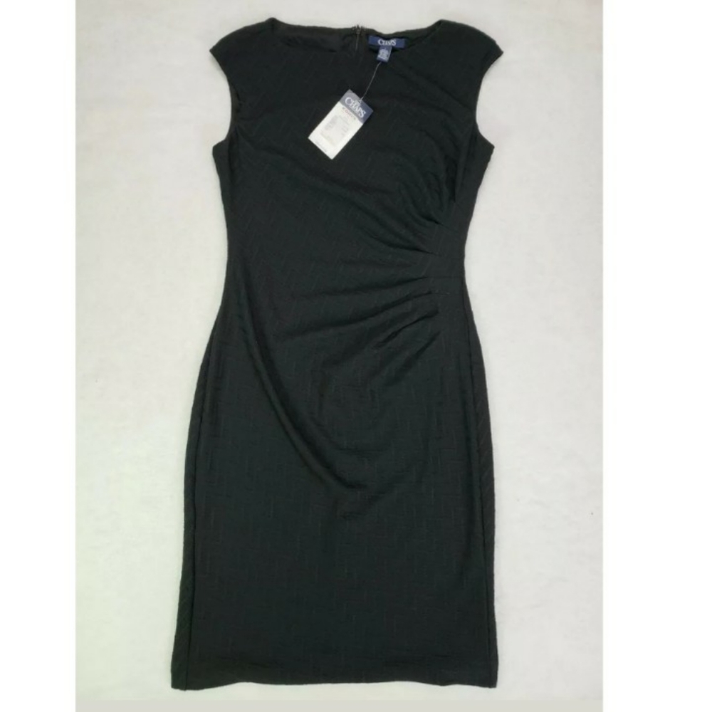 Chaps Women Size 4 Sleeveless Black Sheath Dress
